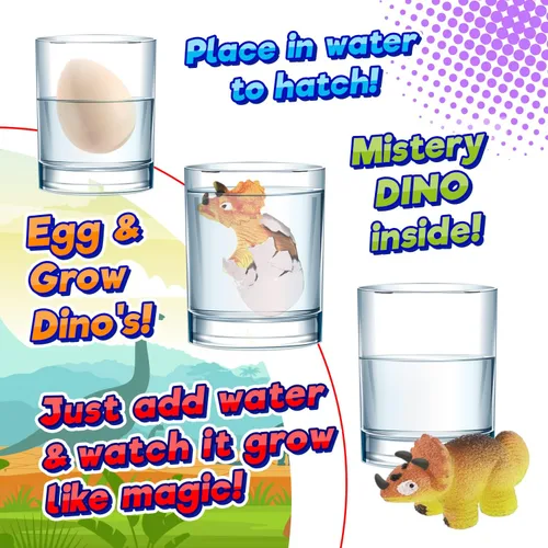 Vista 3 de JA-RU Dino World - Huevos de dinosaurio para eclosionar, juguetes de cultivo de agua para niños (1 huevo) huevo sorpresa de dinosaurio. Juguetes