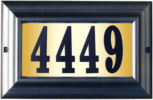 Vista 3 de LTL-1301AC-PN Edgewood - Placa de dirección iluminada grande en color cobre antiguo con números de polímero negro de 4 pulgadas