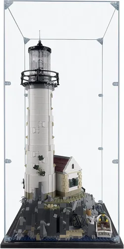 Vista 4 de Vitrina acrílica compatible con LEGO Motorized Lighthouse #21335, vitrina a prueba de polvo (solo funda) (juegos de Lego no incluidos)