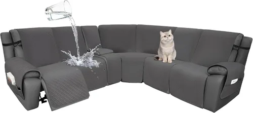 Vista 63 de Fundas de terciopelo 10% impermeables para sofá modular reclinable en forma de L, 1 pieza, fundas acolchadas para sofá reclinable esquinero, juego