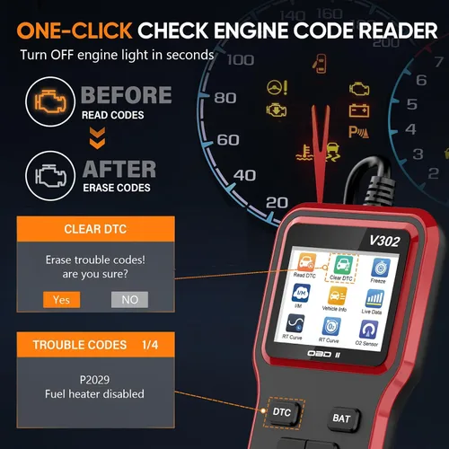 Vista 4 de Escáner OBD2 con probador de batería, lector de código de vehículo para comprobar la luz del motor, Plug and Play, herramienta de diagnóstico