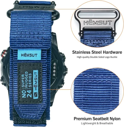 Vista 6 de Compatible con la correa de reloj Garmin, correa deportiva de nailon súper resistente con diseño de bucle tejido