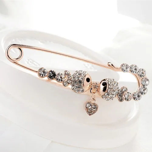 Vista 4 de 2 broches de aleación de cristal de moda para damas, cárdigan con hebilla de conexión, accesorios de ropa para niñas y mujeres