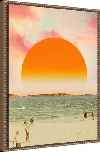 Vista 2 de Amanti Art Framed Canvas Wall Art 24x18 Retro Dreamscape II by Victoria Barnes, Framed Wall Art Canvas, Beach Artwork, Traditional Decor, Medium