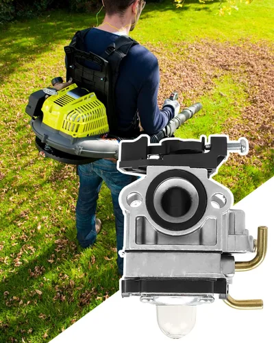 Vista 6 de Carburador de repuesto 308054129 apto para soplador de mochila Ryobi Ry38BP soplador de gas de 38 cc con juntas filtro de línea de combustible