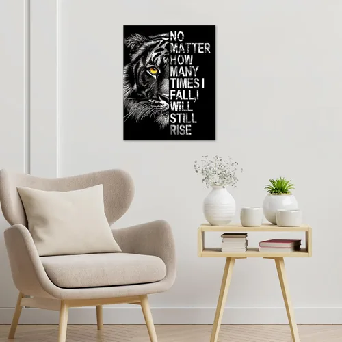 Vista 3 de HVEST Arte de pared inspirador de tigre para sala de estar, imágenes motivacionales de tigre de vida silvestre en blanco y negro, decoración