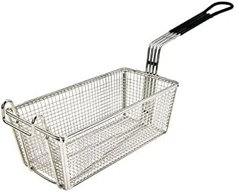 Vista 6 de Tiger Chef Prensa de la cesta de la freír del acero inoxidable con la manija plástica roja de 11 pulgadas