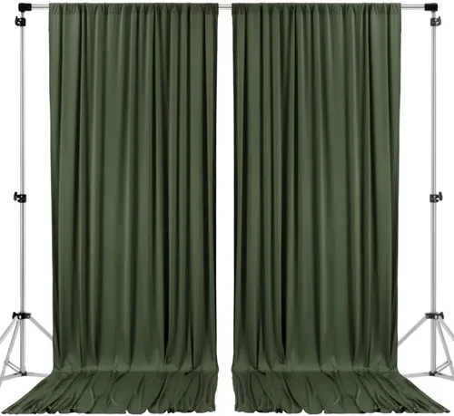 Vista 17 de AK TRADING CO. Cortinas de telón de fondo de poliéster beige de 10 x 10 pies con bolsillos para varillas - Cortinas para decoración de ventanas