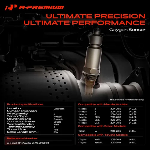 Vista 2 de Sensor de oxígeno A-Premium Upstream O2 compatible con Mazda, Scion, Toyota