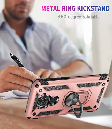 Vista 6 de Funda para Redmi Note 9/Redmi 10X 4G M2003J15SC con protector de pantalla de vidrio templado, [grado militar] [anillo de metal] [soporte magnético]