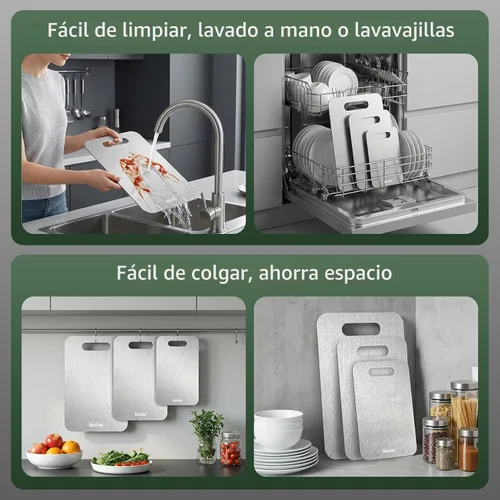 Vista 5 de Stron-Dura - Tabla de cortar de acero inoxidable 304 de grado alimenticio para cocina, para cortar carne, frutas, verduras, exteriores o interiores