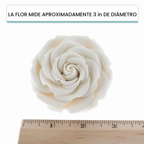 Vista 4 de Global Sugar Art Rosas Rebecca blancas grandes, 3 pulgadas, rosas de pasta de goma Blanco 3 pulgadas