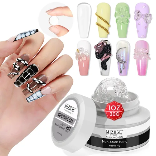 Vista 17 de MIZHSE - Gel constructor sólido para uñas, 3.53 oz, gel para esculpir 3D transparente para uñas 3.53 oz transparente