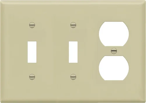 Vista 9 de ENERLITES Placa de pared combinada de triple banda, interruptor de palanca doble/placa de cubierta de receptáculo dúplex individual, tamaño estándar