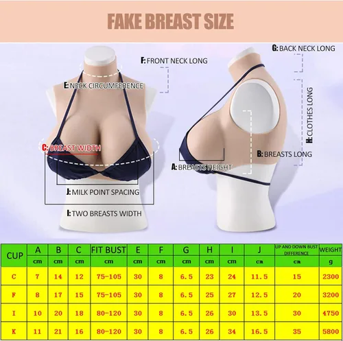 Vista 6 de Noblelady Pechos falsos enormes con forma de pecho de silicona con relleno de silicona realista para crossdresser transgénero cosplay, #1, taza K