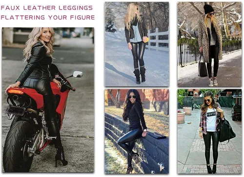 Vista 7 de MCEDAR - Leggings de piel sintética para mujer de cintura alta sexys y ceñidos disponible en tallas grandes