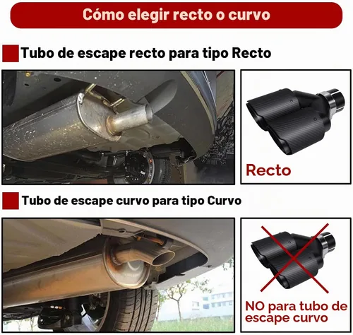 Vista 4 de Punta de escape de entrada de 2.5" a salida de 3.5", ancho total de 7.48", punta trasera de coche de fibra de carbono Y doble negra, longitud
