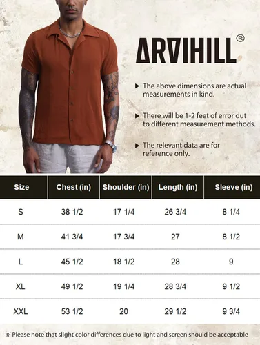 Vista 6 de Arvilhill Camisa cubana casual de verano para hombre