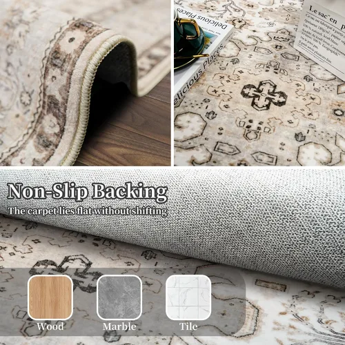 Vista 5 de Alfombra lavable de cocina de 2 x 6: antideslizante oriental interior alfombra pasillo Soft Easy Clean Thin Floor Throw Carpet for Bedroom