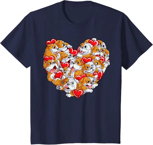 Vista 63 de Camiseta inglesa para el día de San Valentín con diseño de corazón y perro amante de los niños Negro