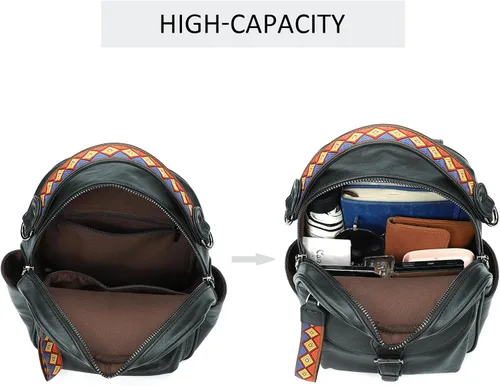 Vista 5 de KL928 Mochila pequeña para mujer, mochila de hombro a la moda, Carbón Gra, Mochilas Daypack