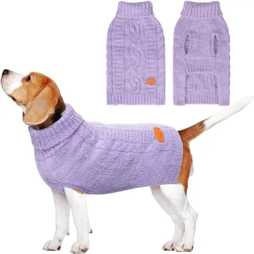 Vista 16 de BEAUTYZOO Suéteres de perro para perros pequeños, ropa de punto con agujero Pompones beige