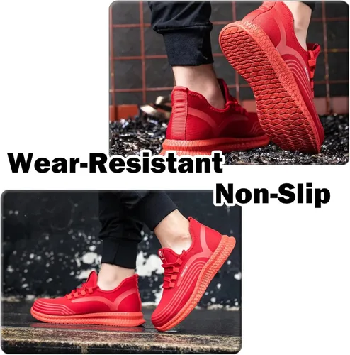 Vista 6 de ISOOUS Zapatos de punta de acero para hombres y mujeres zapatos de trabajo indestructibles zapatos de seguridad ligeros antideslizantes zapatos