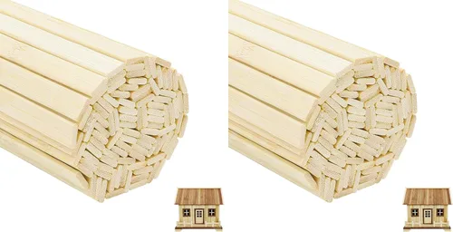 Vista 6 de 50 tiras de madera fina de bambú natural de 15.5 pulgadas de largo, palitos de balsa para manualidades, tablón de bambú para casa, aviones, barco