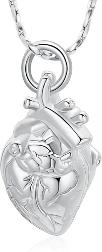 Vista 15 de Imrsanl Collar con colgante de joyería de cremación para cenizas – Collar anatómico de urna de corazón para cenizas – Medallones conmemorativos