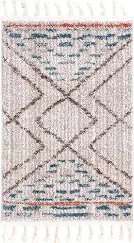 Vista 3 de Unique Loom Aramis Collection - Alfombra de área Kavi (2 pies x 3 pies 1 pulgada, rectangular, marfil/azul)