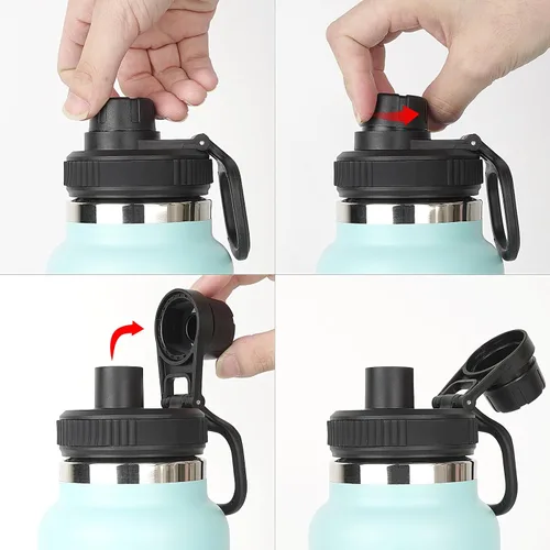 Vista 4 de Linkidea Paquete de 2 tapas para botella de agua de boca ancha con asa compatible con Hydro Flask de boca ancha de 12/16/18/20/32/40/64 onzas, tapa