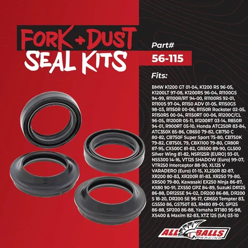 Vista 2 de Kit de horquilla y sello anti polvo All Balls Racing 56-115 Compatible con/Reemplazo para Suzuki Yamaha Honda Kawasaki