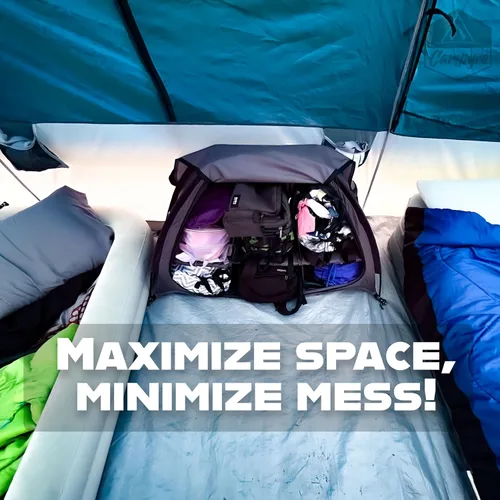 Vista 6 de Organizador de camping para tienda de campaña y RV con solapa con cremallera, almacenamiento de 9 estantes. Organizador de zapatos para RV