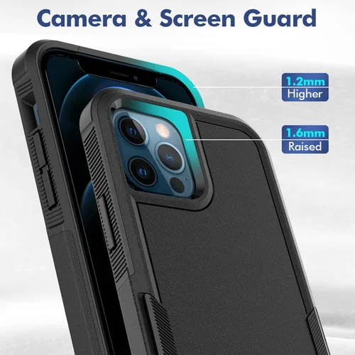 Vista 4 de MDCN Funda para iPhone 12 / iPhone 12 PRO: funda protectora de doble capa resistente para teléfono celular, a prueba de golpes, resistente