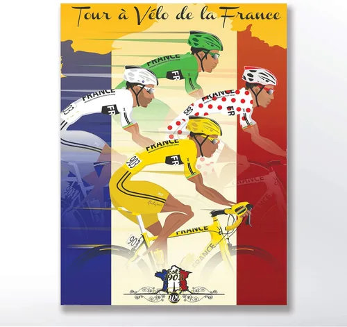 Vista 5 de Tour De France Póster de camisetas de ciclismo, amarillo, lunares, arte de pared para colgar decoración del hogar (sin marco o marco) 11.8 x 15.7
