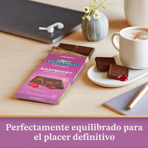 Vista 6 de GHIRARDELLI Barra cuadrada de chocolate amargo frambuesa, barra de 4.8 onzas (paquete de 10)