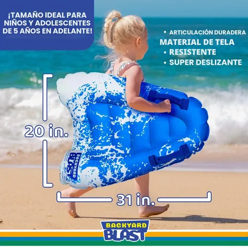 Vista 3 de BACKYARD BLAST Jinete de lujo con material de tela para juntas, tablero inflable para carrocería, 30.7 x 19.6 x 5.5 pulgadas Azul