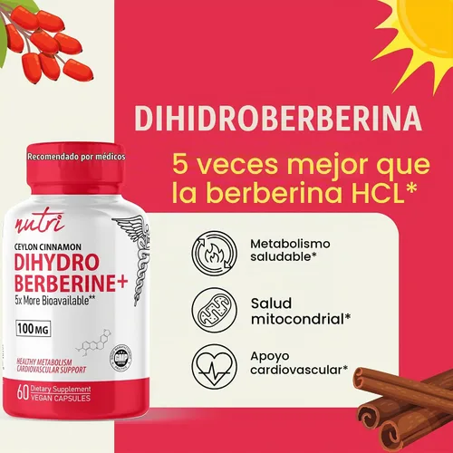 Vista 5 de Nutri Dihydroberberine 100mg con canela de Ceilán orgánica - 60 cápsulas