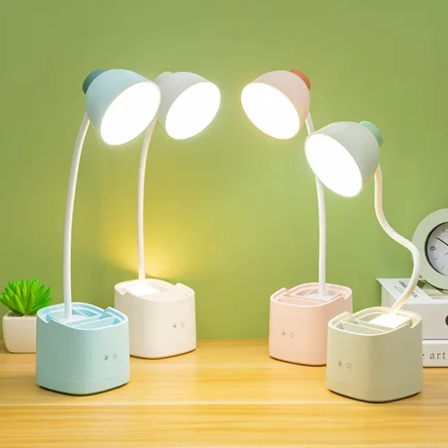 Vista 2 de Fantasee Lámpara LED de escritorio, 3 modos de iluminación, regulable al tacto, 9 de brillo, lámpara de mesa con batería recargable con soporte
