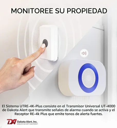 Vista 2 de Dakota Alert Timbre inalámbrico UTRE-4K Plus de 1 milla, alerta de pánico y buzón
