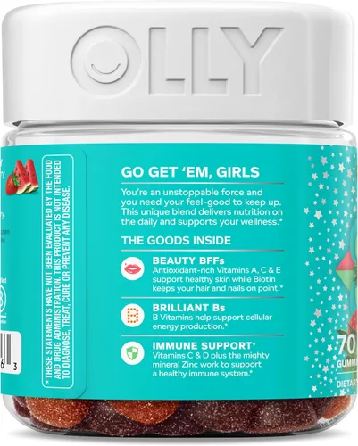 Vista 7 de OLLY - Gomita multivitamínica para adolescentes, apoyo para la piel saludable y el sistema inmunológico, 15 vitaminas esenciales, biotina, zinc
