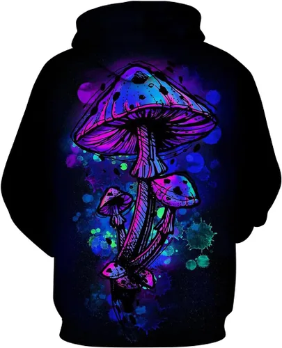 Vista 2 de Lurhonp Mens Womens Novelty Hooded Sweatshirt Pullover Hippie Mushroom Long Sleeve Hoodie