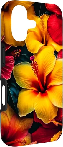 Vista 3 de Hawaiian Tropical Yellow Red Hibiscus Plumeria Case for iPhone 17