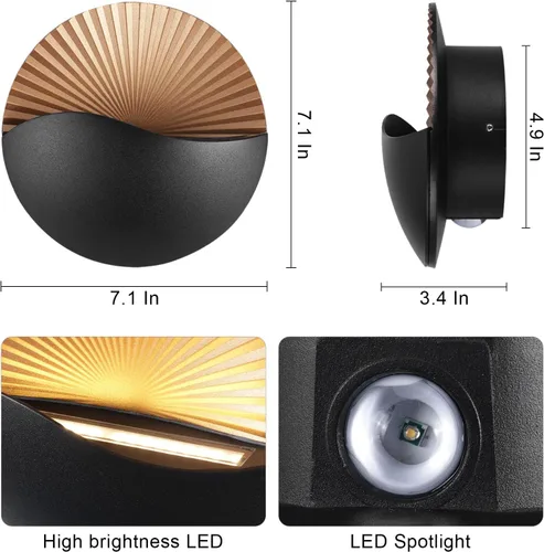 Vista 2 de XEYOU Aplique de pared moderno de 12 W, lámpara de pared LED impermeable IP65 de aluminio para interiores, montaje en pared, lámpara LED
