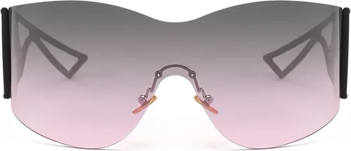 Vista 2 de Karsaer Vision - Gafas de sol futuristas de gran tamaño para mujeres y hombres, a la moda, sin montura Y2k, gafas de sol envolventes