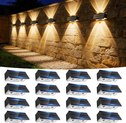 Vista 27 de Luces solares para valla al aire libre, paquete de 2 luces solares Negro