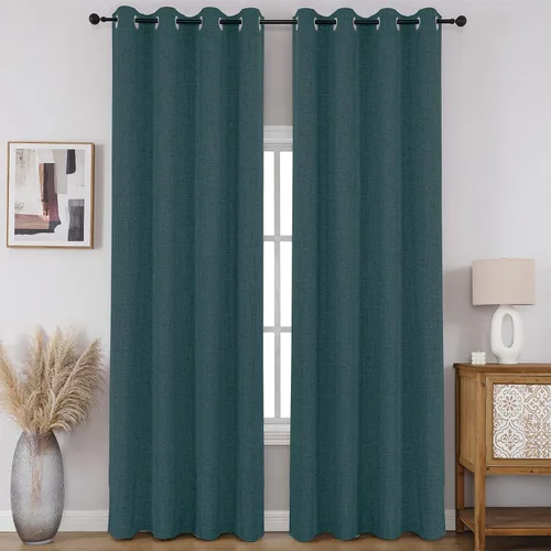 Vista 14 de CUCRAF - Juego de 2 paneles de cortinas de ventana con oscurecimiento total del 100%, de 54 pulgadas de largo, con aspecto de lino falso, cortinas