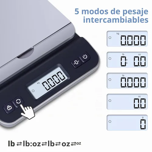 Vista 5 de Báscula de envío QP, báscula digital postal de alta precisión de 86 lb/0.1 oz para paquetes, función de retención/tara, pantalla LCD retroiluminada