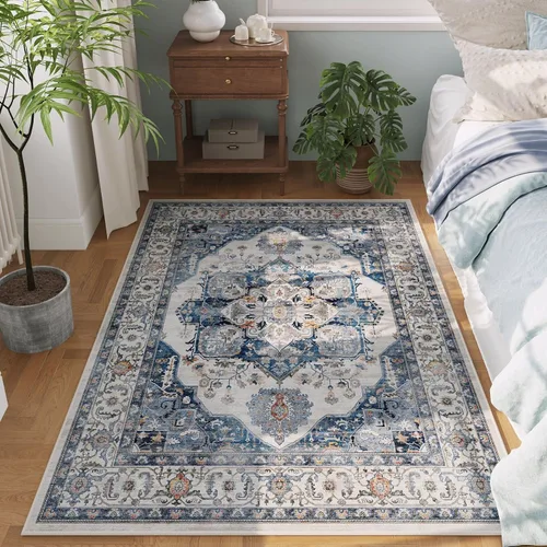 Vista 176 de Rugcomf Alfombra de Entrada de 2'x3' - Patrón Paisley, Tapete para Puerta de Entrada Interior, Floral Vintage, Lavable a Máquina, Alfombra