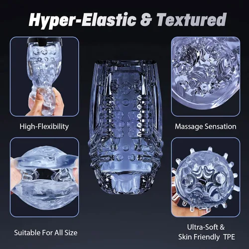 Vista 4 de Male Masturbator Penis Pump Transparent Blowjob Stroker